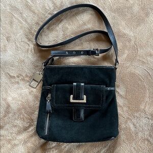 Tignanello Black Suede Crossbody Bag